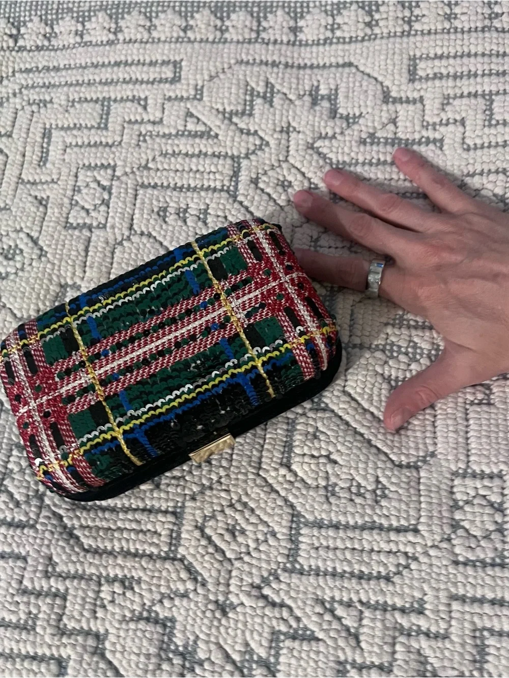 J. Crew Multicolor Sequin Plaid Clutch - Picture 3 of 8